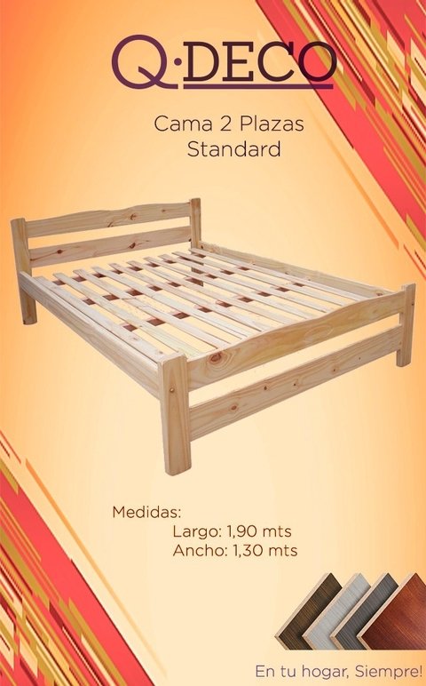 Cama 2 Plazas 1.30 x 1.90 Mts - Comprar en Qdeco