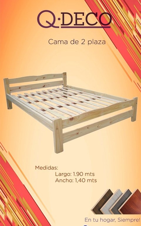 Cama 2 Plazas 1.40 x 1.90 Mts - Comprar en Qdeco