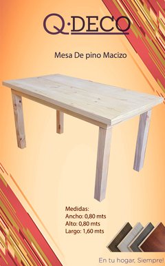 Mesa de pino Macizo 1.60 Mts Pata 3x3 - comprar online