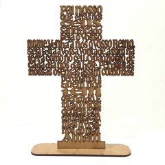Cruz Oração Pai Nosso 30cm com Base