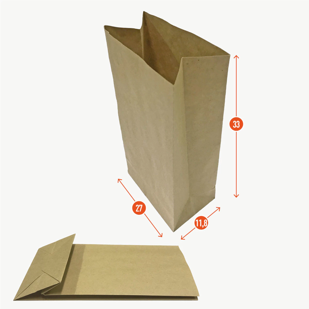 Bolsas para delivery papel madera sin manijas