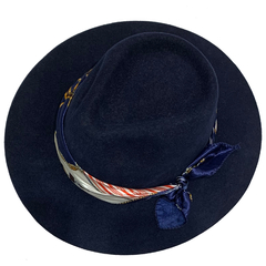 Sombrero Australiano Fieltro Pañuelo Navy - comprar online