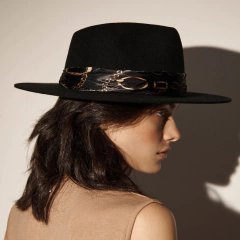 Image of Sombrero Australiano Fieltro Pañuelo Cadenas