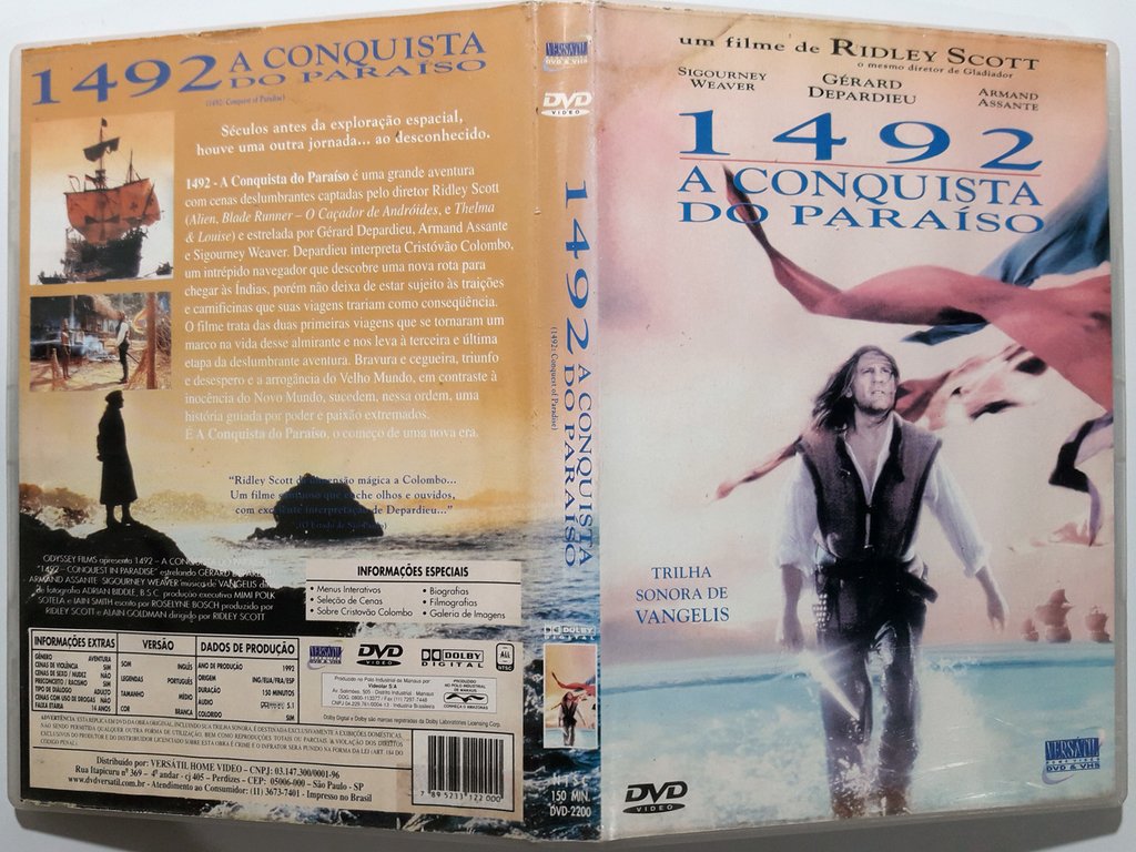 DVD 1492 A Conquista Do Paraíso Ridley Scott Gérard Depardieu Sigourney ...