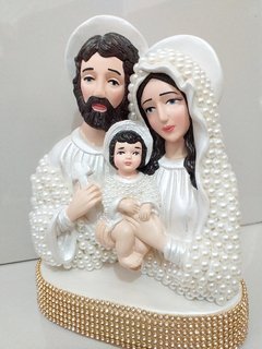 Busto Sagrada Família com Pérolas - Branco Perolado - 20 cm - comprar online
