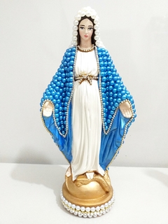 Nossa Senhora das Graças com pérolas – 25 cm - Azul Claro - comprar online