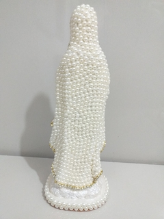 Nossa Senhora das Rosa Mística com pérolas – 29 cm - Branco Perolado - loja online