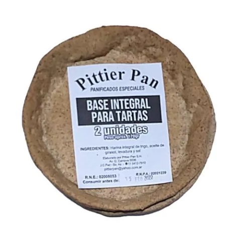 Base para tarta integral Pittier Pan x2 unidades