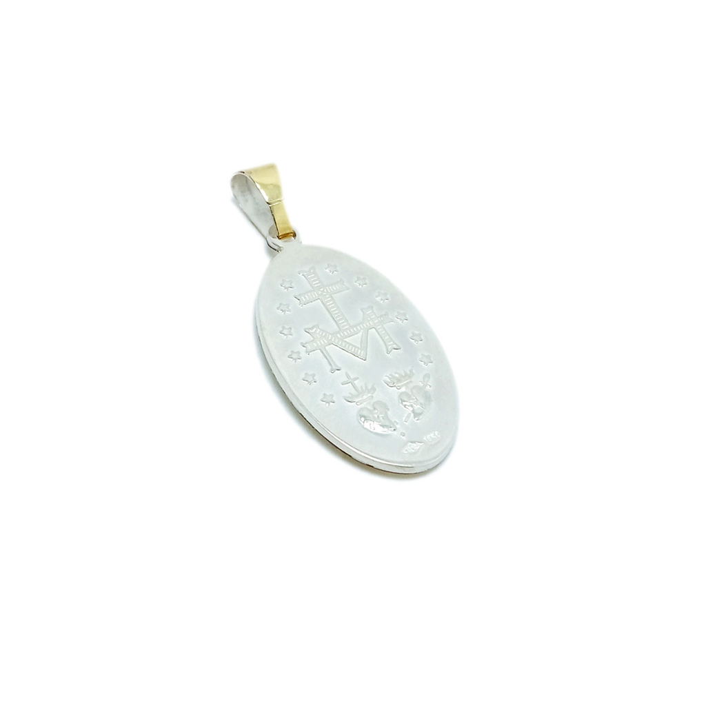 Medalla Virgen Milagrosa - Plata con frente en oro 18k - Doble faz - 3