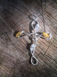 D007B Crucifixo de Prata em de Fios com Pedras - loja online