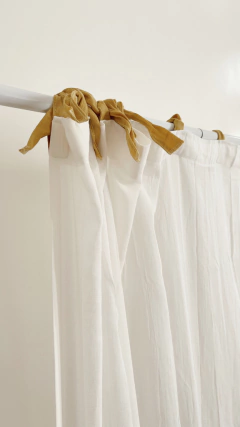 Cortina de gasa blanco y mostaza - tienda online