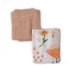 Pack 2 babitas muselina Flowers + Pink - comprar online