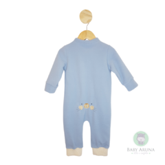Macacão Soft sem pé Gatinho - Azul - Baby Aruna