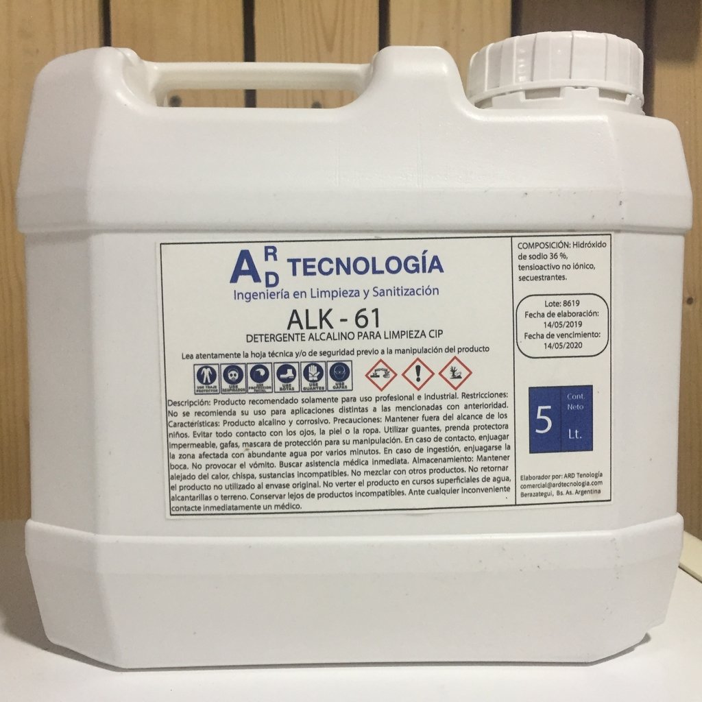 Detergente alcalino limpieza CIP Acero Inoxidable Plastico Detergente alcalino limpieza CIP Acero Inoxidable Plastico