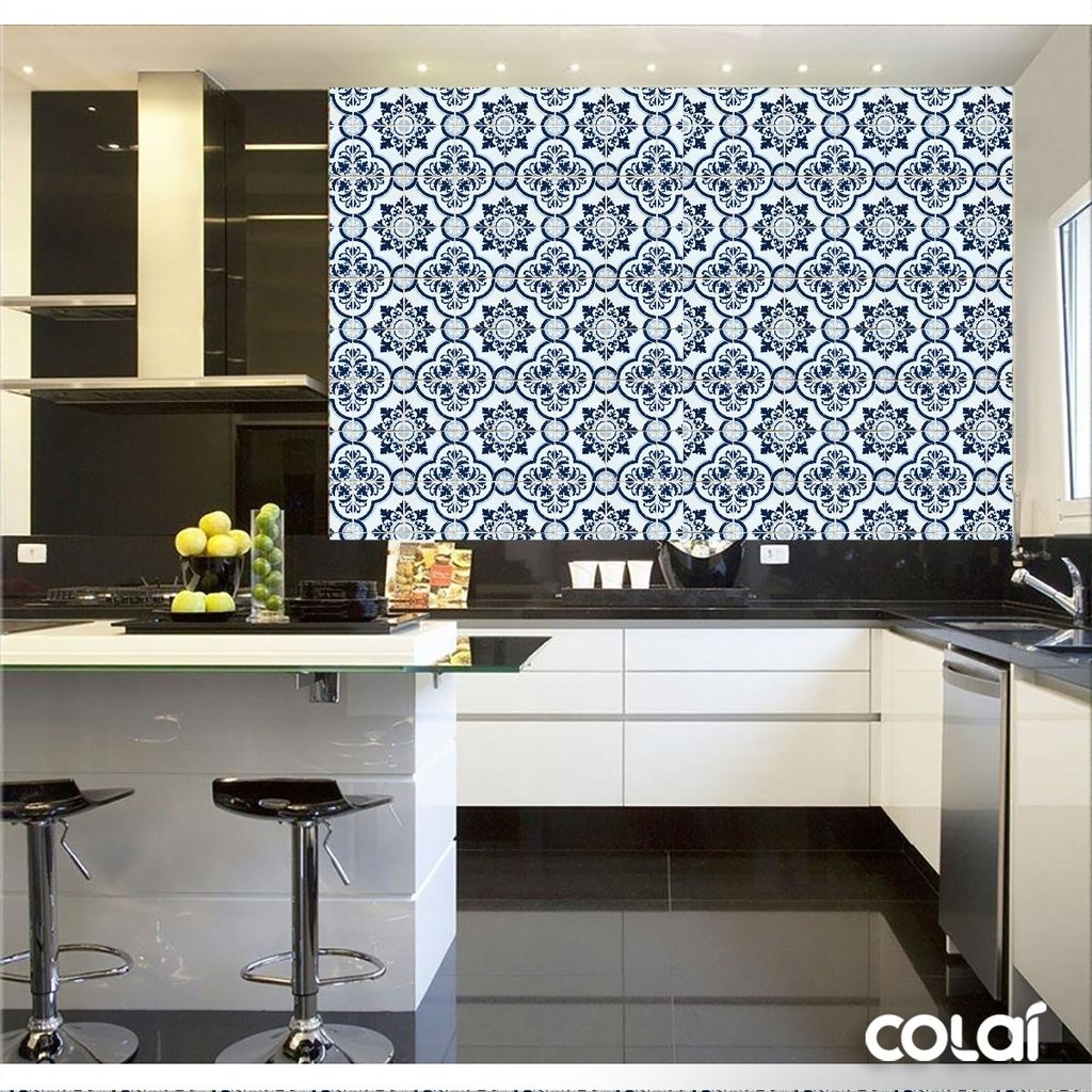 Papel de Parede Adesivo Lavável Decoração Pastilhas Azulejo Para Cozinha Bege  Xadrez 3D - Pro Decor