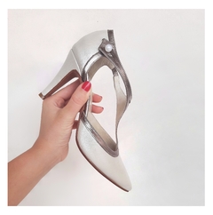 Stiletto marfil y peltre - Comprar en zapatos cristian