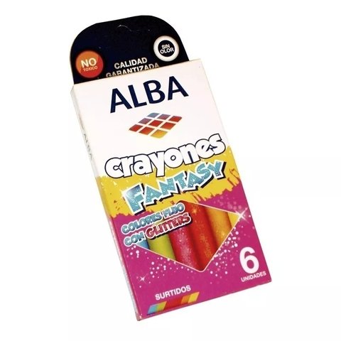 Crayones c/ Glitter x6 Alba Fantasy