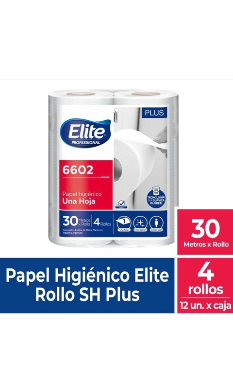 Papel Higienico ELITE PLUS 4 rollos x 30m caja 12 unidades