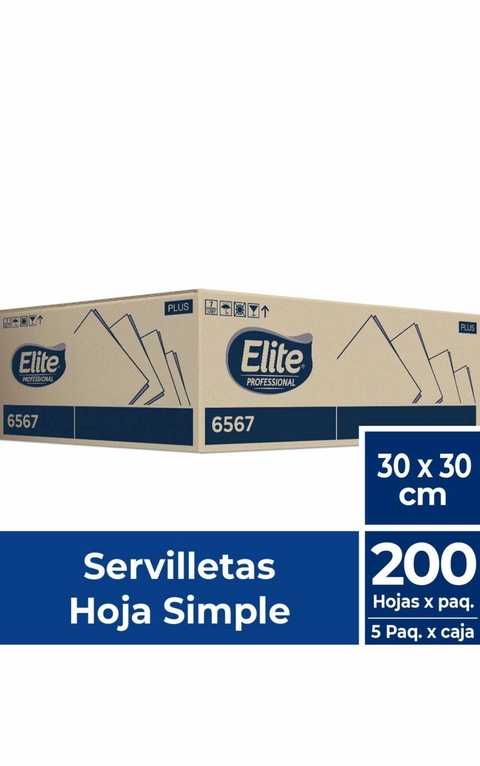 Servilleta ELITE simple 30x30cm 200hojas caja x 5 paq.