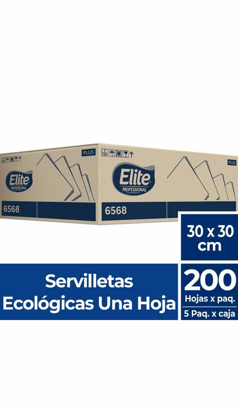 Servilleta ELITE 1 hoja Ecologica 30x30cm 200hojas caja x5 paq.
