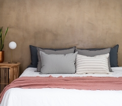 Dormitorio x6 para cama de 1.80 o 1.60 -Almohadones de tusor (2 lisos 60x80cm - 2 Lisos 50x70cm - 2 Rayados o lisos 40x60cm) - Teodolina Deco