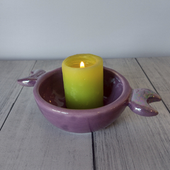Porta vela de cerámica - Triple luna - tienda online