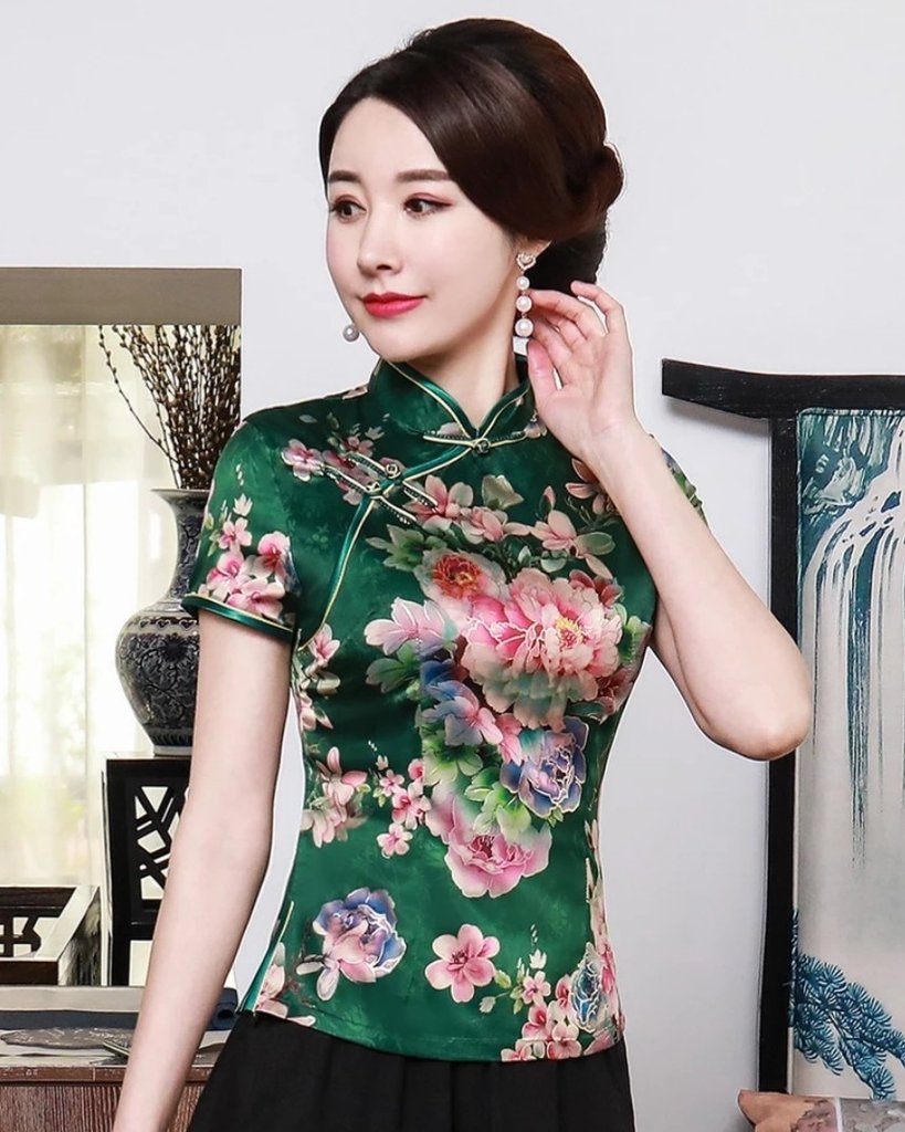 Blusa Oriental Feminina Verde * - Kimonos Liberdade