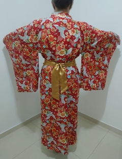 Yukata Tradicional Japonesa em algodão Vermelha com Tsuru - comprar online