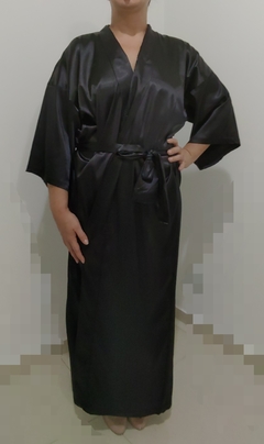 Kimono Longo Feminino Preto - Cetim - comprar online