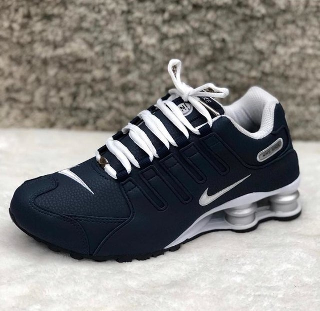 nike shox azul marinho e prata