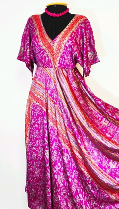 vestido seda indiana longo pink - comprar online