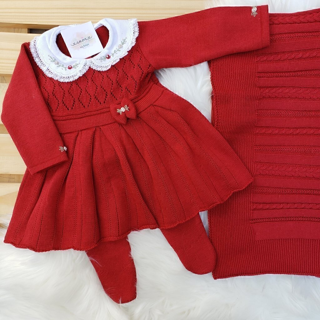 Saída Maternidade Menina Vestido Mini Rosa - Vermelho - Manta Vestido e  Calça