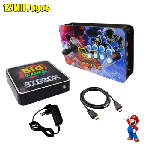 Video Game BigBox 12mil Jogos So Ligar Na Tv + 2 Controles modelo Super  Nintendo
