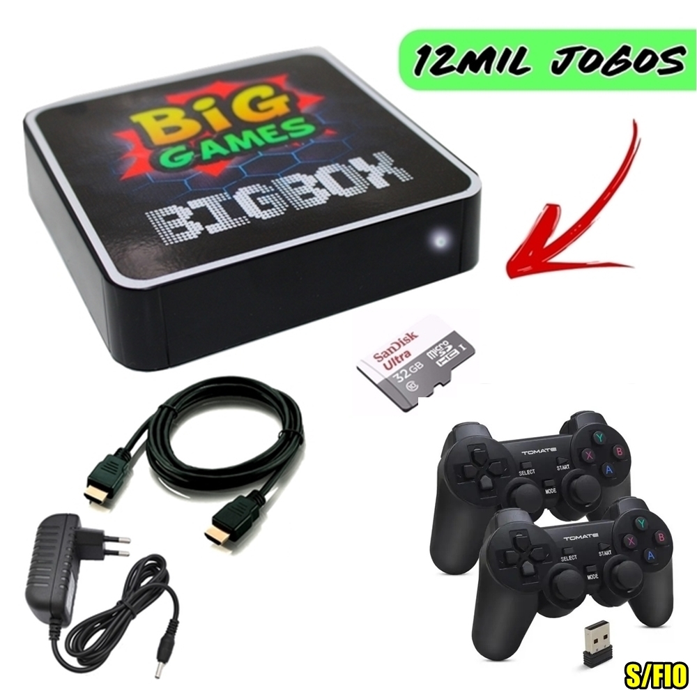 Video Game BigBox 12mil Jogos So Ligar Na Tv + 2 Controles modelo Super  Nintendo