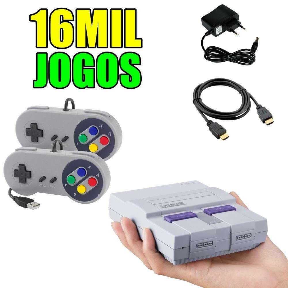 Super Nintendo Mini 16000 Jogos Atari A Ps1 + 2 Controles