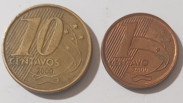 10 Centavos Real 2000 + 1 Centavo Real 2000