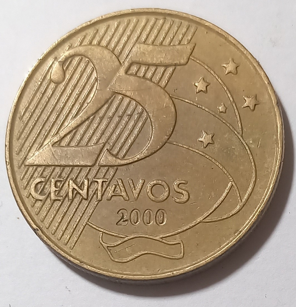 Moeda 25 centavos real 2000 - Moedas e Cédulas