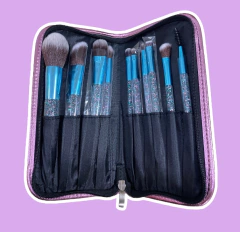 Set de 10 brochas estuche ROSA METÁLICO