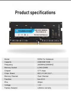 Tanbassh-memória ram ddr4., alto desempenho de 2133 v/2400 v ddr3 4, 8gb, 4gb, 16gb, 2666 1.2 mhz para notebook. na internet