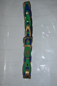 Cinturón Azul, Verde Y Dorado De Cuero - Isadora en internet
