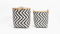 CANASTO BLANCO Y NEGRO BAMBU - comprar online