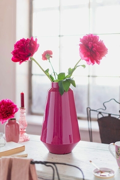 FLORERO METALIZADO ROSA 36CM - SENTIDO