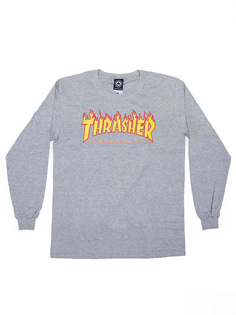 Camiseta Thrasher Flame Manga Longa Cinza - HB Point