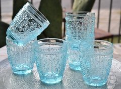 Set 6 Vasos De Vidrio Transparente Labrado 10x8.5 cm - luciano dutari