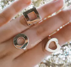 Anillo con corazon calado de acero blanco nro. 8 / 11 - comprar online
