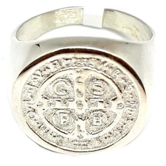 Anillo San Benito de plata redondo estilo sello de 1,5 cm de diametro nro. 20 en internet