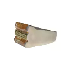 Anillo de plata estilo bulgari rectangular con baguettes ambar nro. 17 - comprar online