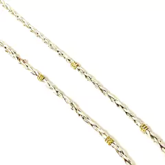 Cadena espiga de 3 mm de grosor de plata y oro de 45 cm de largo