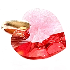 Dije corazon cristal austriaco rojo traslucido puntera plata de 2,5 cm x 1,8 cm