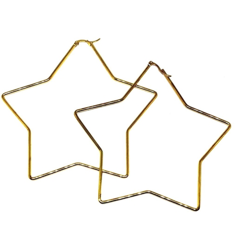 Argollitas XL en forma de estrella de acero dorado 10 cm x 9 cm